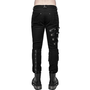 Pantalon en jean punk gothique pour homme, noir, avec bretelles en simili cuir, 2026 - Product Image 2