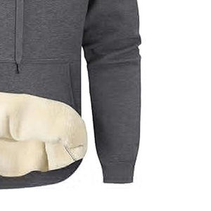 Men <b>Thick</b> <b>Fleece</b> Embroidered Beaded Hooded Pullover Hoodie Solid Design 100% Cotton Winter Warm - Product Image 5