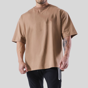 Vente en gros T-shirts courts surdimensionnés pour hommes de qualité supérieure 100% coton biologique séchage rapide imprimé léger col en O uni - Product Image 6