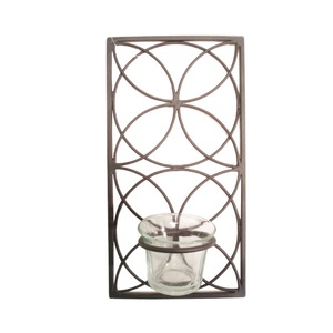 เชิงเทียนอลูมิเนียมติดผนังพร้อมเชิงเทียนแก้วสำหรับตกแต่งบ้านห้องนั่งเล่น - Product Image 1