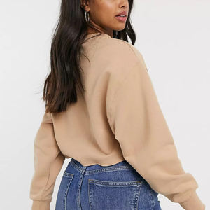 Wholesale Custom Heavyweight Long Sleeve Women Crop <b>Top</b> Sweatshirts / Custom Logo Streetwear Women Pullover Sweatshirts - Product Image 2