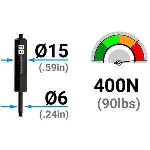 Resorte de Gas Universal Industrial de Alta Precisión, Fabricado en Turquía, Listo para Enviar, M6-M6, 264 mm, 10.39 Pulgadas de Longitud, Pistón de Elevación, Cilindro - Product Image 4