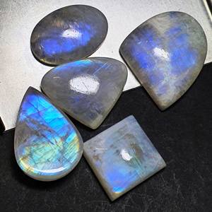 Cabujón de piedra lunar de arcoíris Natural de alta calidad, 5-15mm, y de pera forma ovalada, 100 CT, 9mm, tamaño, piedra preciosa blanca para la fabricación de joyas - Product Image 4