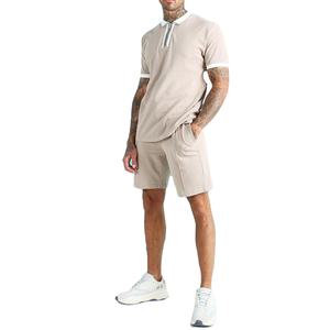 Conjuntos personalizados OEM de verano para hombre de alta calidad 100% algodón lavado ácido impreso Vintage Polo camisa y pantalones cortos - Product Image 1