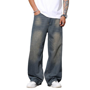 2025 les plus populaires couleur unie et Design hommes Baggy Denim pantalon toutes saisons utiliser produit de haute qualité hommes surdimensionné Denim pantalon - Product Image 1