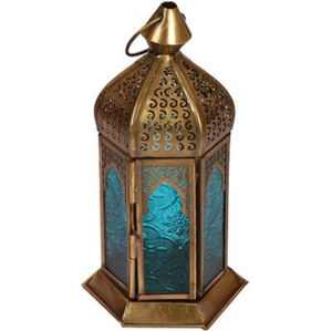 Farol de Metal de Estilo Marroquí Popular, Acabado Dorado con Vidrio Transparente Lateral para Decoración del Hogar y Navidad, Farol para Velas - Product Image 4