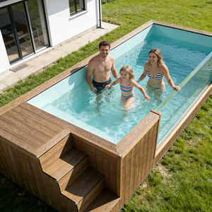 Grande piscine rectangulaire hors sol avec système de filtration et échelle pour jardin - Product Image 3