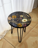 Conception unique de Tableau époxyde rond floral fait main pour la table faite sur commande moderne de meubles des espaces contemporains