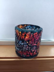 Home Decorative Glass Round <b>Votive</b> Light & Dark Brown Mosaic Color <b>Candle</b> Jar for Wedding & Table Top Decoration - Product Image 3