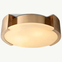 Plafonnier en laiton rétro américain personnalisable en albâtre pour villa décorative, salon, luminaires de plafond modernes
