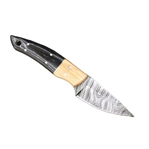 Handmade Skinner Hunting Survival Camping Knife Damascus Steel Blade Resin Handle Leather Sheath OEM camping gear fixed blade - Product Image 1