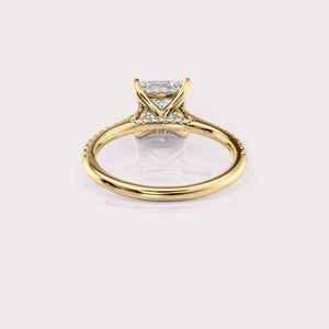 แหวนเพชรทรงปรินเซสคัท 9K ทองคำขาว/โรสโกลด์/เหลือง ชุบโรเดียม ประดับเพชรเลี้ยงในห้องปฏิบัติการ ดีไซน์หรูหรา พร้อมตัวเรือนแบบกรงเล็บ รับรองโดย IGI - Product Image 2