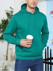 Sudaderas con capucha informales de invierno para hombre, Color sólido, 100% algodón, forro polar, ajuste Regular, secado rápido y transpirable, alta calidad - Product Image 6