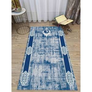 Alfombra de Oración Islámica Azul: Tapete de Adoración Lavable a Máquina, con Pelo Suave - Product Image 2