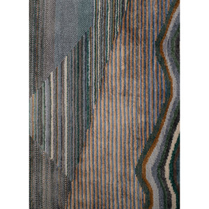 Alfombra de Lana y Seda de Bambú Azul de Lujo Manchaha, Tejida a Mano, Diseño Floral Abstracto, Lavable, de Yute, para el Hogar - Product Image 3
