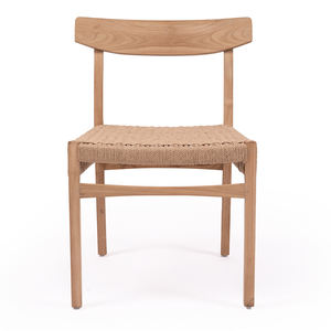 Silla de comedor de madera de teca maciza moderna, asiento de ratán de papel trenzado tejido, respetuoso con el medio ambiente para apartamento, Villa, uso de muebles para el hogar interior - Product Image 6