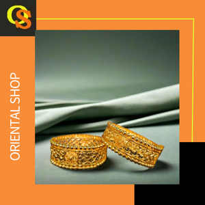 Compre un juego de brazaletes de calidad superior con brazaletes de estilo moderno chapados en oro de 22 quilates para mujeres, use joyas de exportadores - Product Image 3