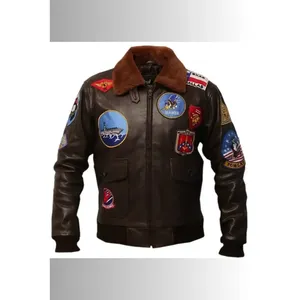 <b>Men's</b> Top Gun Bomber Maverick <b>Leather</b> <b>Jacket</b> - Product Image 1