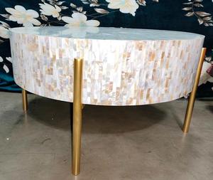 Mesa de centro MOP con incrustaciones de nácar hechas a mano de lujo más vendida con soporte dorado estilo australiano directo de Vietnam - Product Image 3