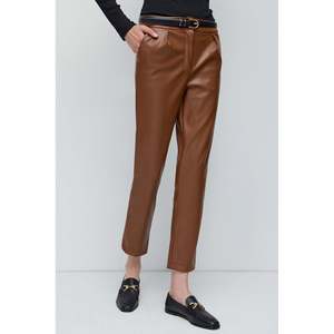 Leather-Look Wide-Leg Trousers with <b>Tie</b> Waist - Product Image 4