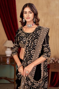 Luxury Heavy Fandy <b>Satin</b> <b>Saree</b> with Premium Heavy Beads Embroidery Work Designer Blouse Included Elegant Wedding Party Festive - Product Image 5