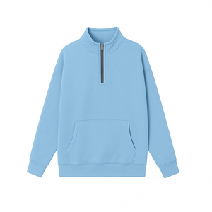 Sweat-shirt d'hiver minimaliste pour homme, demi-zip, col roulé, brodé, 100% coton, écologique, séchage rapide, léger, décontracté - Product Image 1