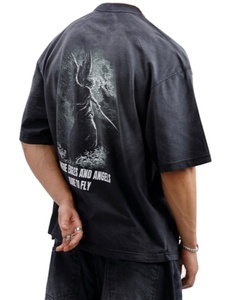 Vente en gros 100% coton dégradé lavage T-Shirt 250 GSM coupe surdimensionnée épaules tombantes impression personnalisée décontracté pour hommes nouveau Design - Product Image 3