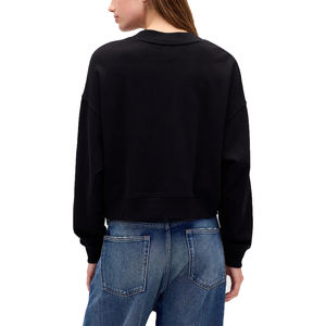 Sudaderas cortas con cuello en V de felpa francesa para mujer, jersey de gran tamaño de algodón polar de alta calidad, sudadera con hombros caídos y cuello redondo - Product Image 2