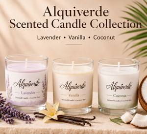Alquiverde Luxury Rectangular Coconut Wax <b>Candle</b> Trio Box-<b>Set</b> of 3 Scented 70g <b>Candles</b> for Home Decoration & Diwali - Product Image 1
