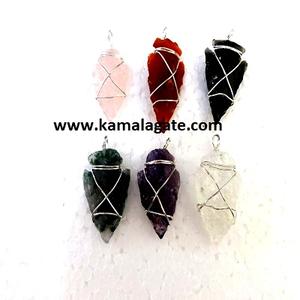 Wholesale Natural <b>Rose</b> <b>Quartz</b> Arrowhead Pendant <b>Crystals</b> Wire Wrap Agate Crafts from India Healing Gemstone Pendants - Product Image 6