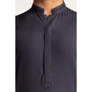 Traje Casual Elegante para Hombre en Gris Oscuro con Bordado y Patrón Sólido - Product Image 5