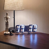 Jam Alarm elektronik, lampu 3D minimalis Modern Digital Display dinding meja Alarm
