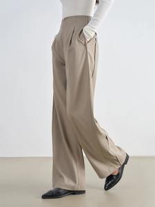 กางเกงลำลองขนแกะขาตรงยาวถึงพื้นสำหรับผู้หญิงกางเกงลำลองระบายอากาศได้ดีดีไซน์ตะเข็บสองชั้นไซส์2025สไตล์ใหม่กระชับสัดส่วน - Product Image 2