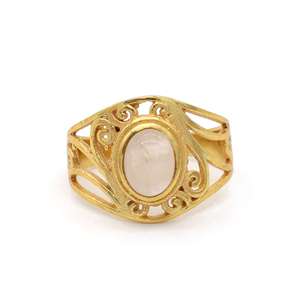 Rose Quartz <b>Boho</b> <b>Ring</b> 18k Gold Plated Brass Vintage Filigree Wholesale <b>Ring</b> For Women - Product Image 1