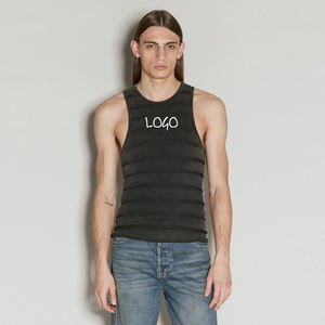 Camiseta sin mangas con capucha de algodón 100% para hombre con estampado de logotipo personalizado, de secado rápido, cómoda y transpirable para entrenamiento de gimnasia - Product Image 1