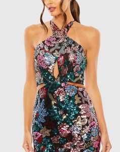 ชุดเดรสผ้าโพลีตาข่ายมีสายคล้องคอลายลูกปัดคริสตัลป้องกันไฟฟ้าสถิตย์สำหรับงานปาร์ตี้อย่างเป็นทางการและค็อกเทล - Product Image 2