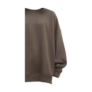 Eco-Friendly Winter Women's Solid Embroidered Breathable <b>Fleece</b> Crew Neck Sweatshirt Front Pure <b>Brown</b> Windproof Polyester/Cotton - Product Image 6