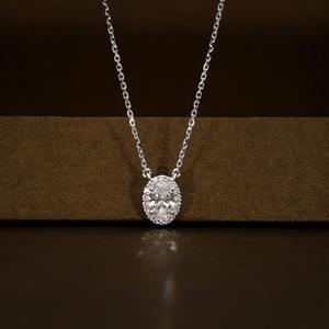 Collar con Colgante de Diamante Moissanite de Corte Ovalado, con Halo de Plata 925, para Mujer, a Bajo Precio - Product Image 2