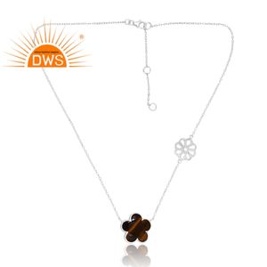 Collar con colgante de piedras preciosas amarillas de ojo de tigre Natural de Plata de Ley 925 de Plata de Ley, joyería personalizada para mujer, regalo para ella - Product Image 1