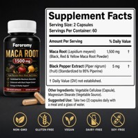 Capsules de Maca Péruvienne OEM 1500mg Noires Rouges Jaunes Gélatinisées 120 Comprimés Complément Alimentaire Vente en Gros