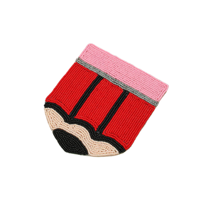 Posavasos Cuadrados Bordados con Cuentas, Diseño de Lazo y Lápiz, Tema de Regreso a Clases, Nueva Colección, Hechos a Mano - Product Image 2