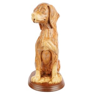 Sculpture de chien en bois d'olivier Art Déco sculptée à la main, 32 cm, figurine artisanale, décoration d'intérieur, collection exclusive de Bethléem - Product Image 1