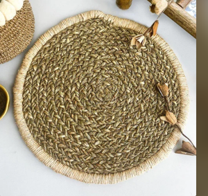 Braided Jute Handmade Anti-Slip Washable Jacquard Solid Plant Pattern <b>Placemats</b> - Product Image 1