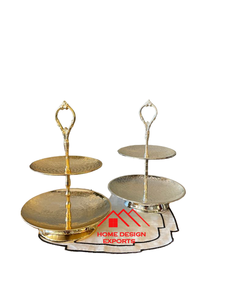 Decoración del banquete de boda Soportes de pastel de lujo chapados en oro Soporte de pastel de metal grande de 3 niveles chapado en oro - Product Image 5