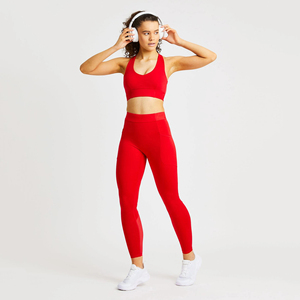 Ensembles de yoga pour femmes personnalisés solides avec cordon de serrage avant 2 pièces respirant taille haute vêtements de sport vêtements de sport de fitness - Product Image 5