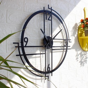 Hermoso Reloj de pared redondo de metal negro con diseño moderno y elegante, perfecto para sala de estar, dormitorio, cocina, oficina y paredes de salón - Product Image 2