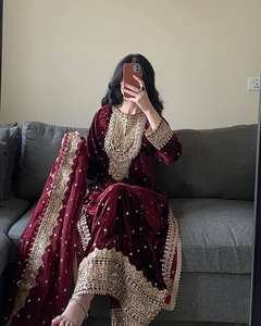 Heavy Viscose Velvet Top With Heavy Sequence Embroidered Work Dupatta Set Salwar Kameez Set Kurti <b>Pant</b> Set Wholesale Price - Product Image 3