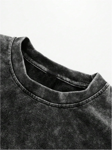 Customized <b>Drop</b> Shoulder O-Neck <b>Acid</b> Washed Distressed Heavyweight Cotton Blank Plain Oversized 100% Cotton Jersey Men's T-shirt - Product Image 5