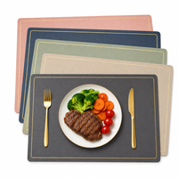 Grandes sets de table rectangulaires en cuir PU gris, imperméables, essuyables et lavables, pour la maison, la cuisine, les fêtes et les restaurants