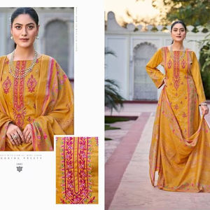 Colección de Material de vestido impreso Digital Jam Satin para Salwar Kameez Party Wear ropa India pakistaní disponible al por mayor - Product Image 1